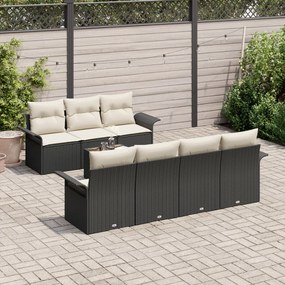 8 darabos kerti kanapé szett párnákkal fekete polyrattan