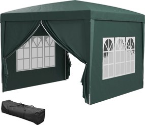 Outsunny Pavilon kb. 3x3m, Vízálló Stabil Télálló Nyitható Összecsukható Pavilon, UV Védelem 50+, Összecsukható Party Sátrazó Kert Shelter 4 Oldalfall