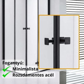 Stuxi Verona Duo Black 120x120 cm szögletes két csuklóajtós zuhanykabin, 6 mm vízlepergető üveggel, fekete