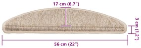 15 db világos bézs félkör alakú lépcsőszőnyeg 56 x 17 x 3 cm