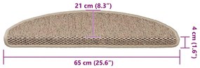 15 db szizál hatású homokszínű öntapadó lépcsőszőnyeg 65x21x4cm