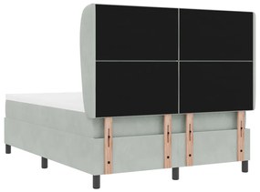 Boxspring Ágy Matraccal Világosszürke 140x190 cm Bársonyos