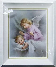 Vászonkép 27x32cm Őrangyal rózsaszín ruha (17)