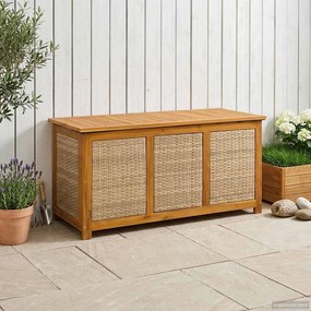 vidaXL Kerti Tároló Doboz 185 L Tömör Akácfa 113 x 50 x 56 cm Bézs