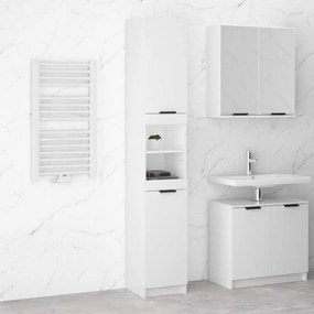 Magasfényű fehér szerelt fa fürdőszobaszekrény 32x34x188,5 cm