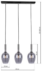 Csillár zsinóron LUGANO 3xE14/40W/230V szürke