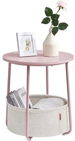 Kerek asztal, kis dohányzóasztal, pasztell rózsaszín-fehér