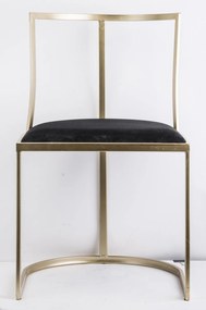 Design bronzos fém támlás szék fekete bársonyszövet huzattal 80x48x50cm