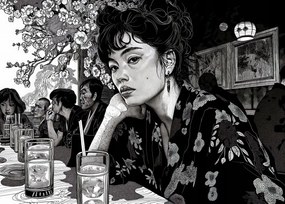 Poszter 70x50cm Fekete Kimono