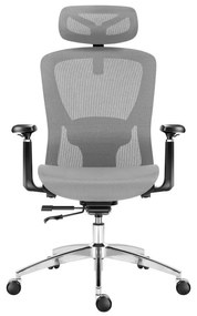 Ergonomikus irodai forgószék, hálós szellőzőanyag, dönthető háttámla, állítható ülésmélység, szürke