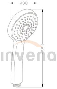 Invena Dafni, 3 funkciós kézi kerek zuhanyfej, fekete matt, INV-AS-02-004-S