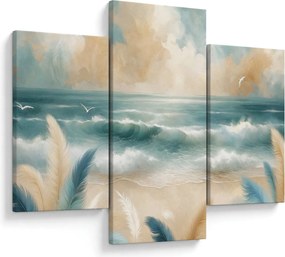Kép – Festett strand lágy színekben (90x60 cm)