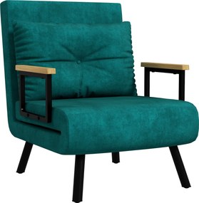 HOMCOM 1-Személyes Kanapéágy Hajtható Kanapé Velúrral Párnázott és Állítható 5-Fokozatú Támlával Irodához, Hálószobához, Nappalihoz 63x73x81 cm Zöld |