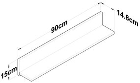 Fali polc RANI 90x15 cm barna