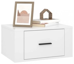 magasfényű fehér falra szerelhető éjjeliszekrény 50x36x25 cm