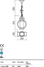 REDO 9572 COMPASS Kültéri Függő Lámpa IP23