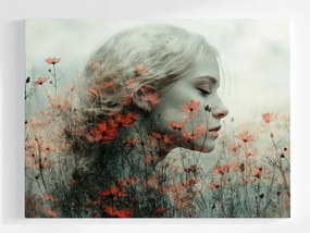 Poszter Portré Nő Profil Mezei Virágok Rét 80x60
