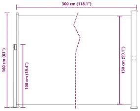 veranda behúzható válaszfal 160 x 300 cm szürke