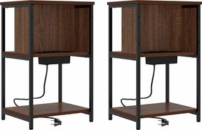 vidaXL Éjjeliszekrény 2 pcs Barna Tölgy 38 x 31 x 61 cm Faanyag