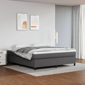 Szürke műbőr rugós ágy matraccal 180 x 200 cm