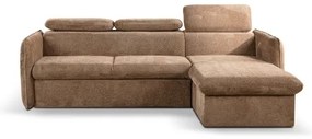 Bejárható sarokkanapé L-alakban, tárolóval, BEJA bézs, jobb oldali