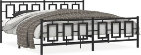 vidaXL fekete fém ágykeret fej- és lábtámlával 193 x 203 cm