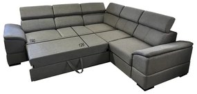 Univerzális, kihúzható sarokülőgarnitúra tárolóhellyel GRANADA sötétszürke