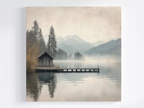 Vászonkép Canvas Tájkép Hegyek Erdő Tó Móló Kikötő 80x80