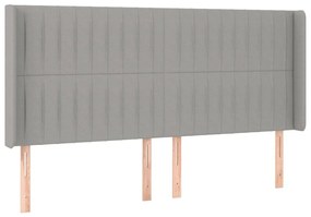 világosszürke szövet LED-es fejtámla 183x16x118/128 cm