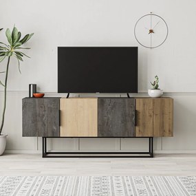 Barna-natúr színű TV-állvány tölgyfa dekorral 140x55 cm Titan – Marckeric