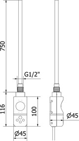 Mexen FA-I, elektromos fűtőrúd termosztáttal 900W, fehér, W952-0900-20