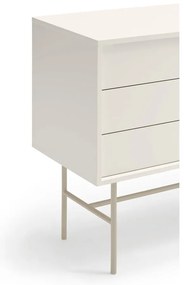 Bézs-krémszínű alacsony komód tolóajtóval 140x91 cm Nube – Teulat