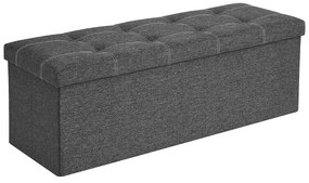 Puff, Tároló pad összecsukható ülés ottomán 110x38x38 cm, sötétszürke OUTLET