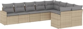 vidaXL 9 részes bézs polyrattan kerti ülőgarnitúra párnákkal