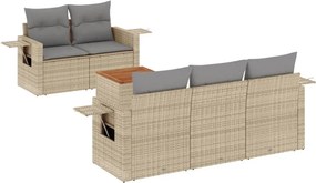 vidaXL 6 részes bézs polyrattan kerti ülőgarnitúra párnával