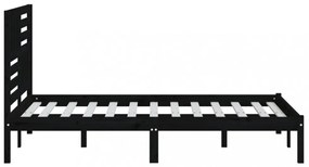fekete franciaágy tömör fenyőfa ágykeret 150x200 cm