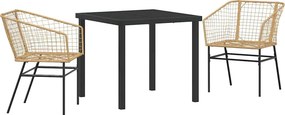 vidaXL Kert étkező szett 3 pcs Barna polirattan