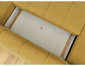 Mustársárga kinyitható-tárolóhelyes sarokkanapé (jobb oldali-U alakú) Fuji – Bobochic Paris