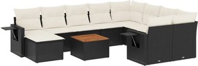 vidaXL 11 részes fekete polyrattan kerti ülőgarnitúra párnákkal