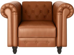 Konyakbarna bőrutánzat chesterfield fotel Felix – Støraa