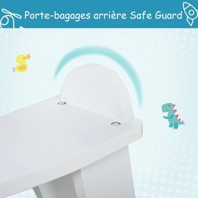 HOMCOM Fa Hintaló - Hinta Játék Fogantyúkkal, Lábpihenővel és Biztonsági Megállítókkal - Fehér és Természetes Fa Plywood MDF | Aosom