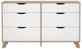 Fehér-natúr színű komód tölgyfa dekorral 156x92x40 cm Ikast – Tvilum