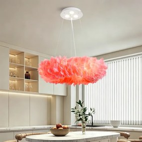 BRILAGI - LED csillár zsinóron FEATHER 3xE27/40W/230V + 3xLED/3W, átmérő 50 cm, rózsaszín