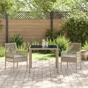 2 db Bézs Polirattan 90 x 90 x 75 cm UV-álló anyagok