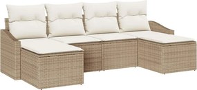 vidaXL Kanapé Szett párnával 6 pcs Bézs polirattan