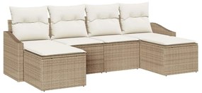 vidaXL Kanapé Szett párnával 6 pcs Bézs polirattan