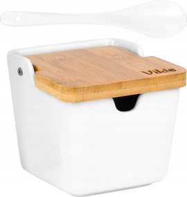 Cukrászda Kerámia Bambusz fehér cukortartó kanállal