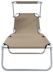 2 db-os Összecsukható napozóágy sátorral Taupe 600D Oxford szövet