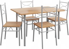 PAUL étkezőgarnitúra, 5 részes, természetes barna Casaria