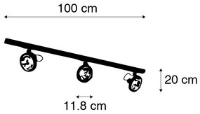 Sínrendszer 3 fekete spotlámpával, 1 fázisú - Go